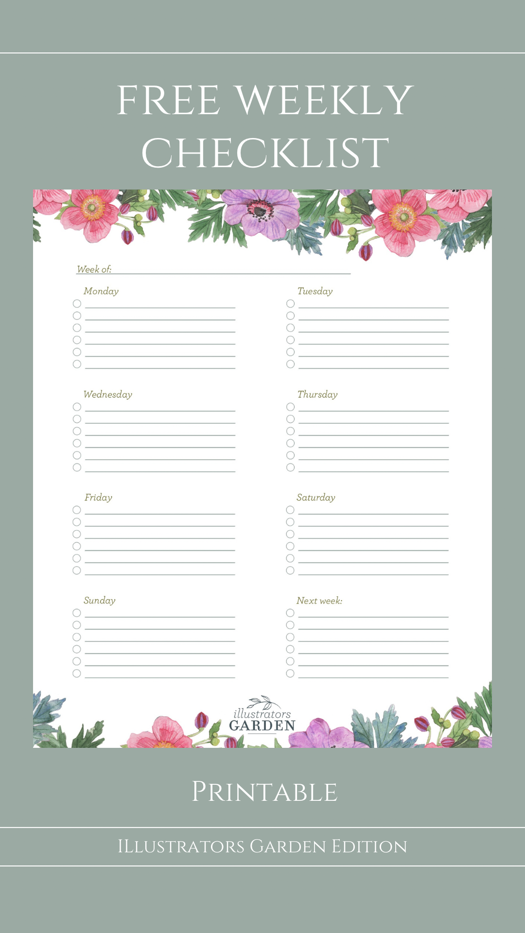 Free Printable Weekly Checklist – Natalie Malan